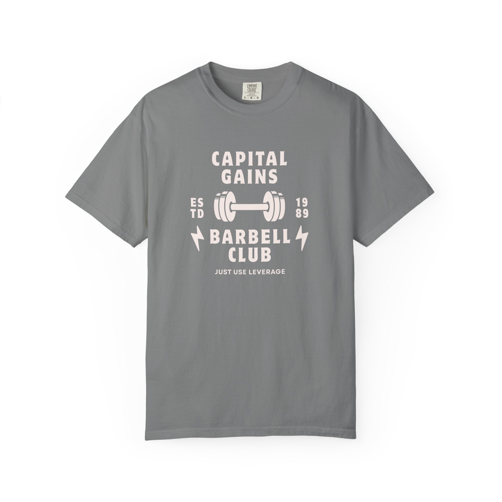 Barbell Club T-Shirt — "Capital Gains" Weightlifting Gym Tee