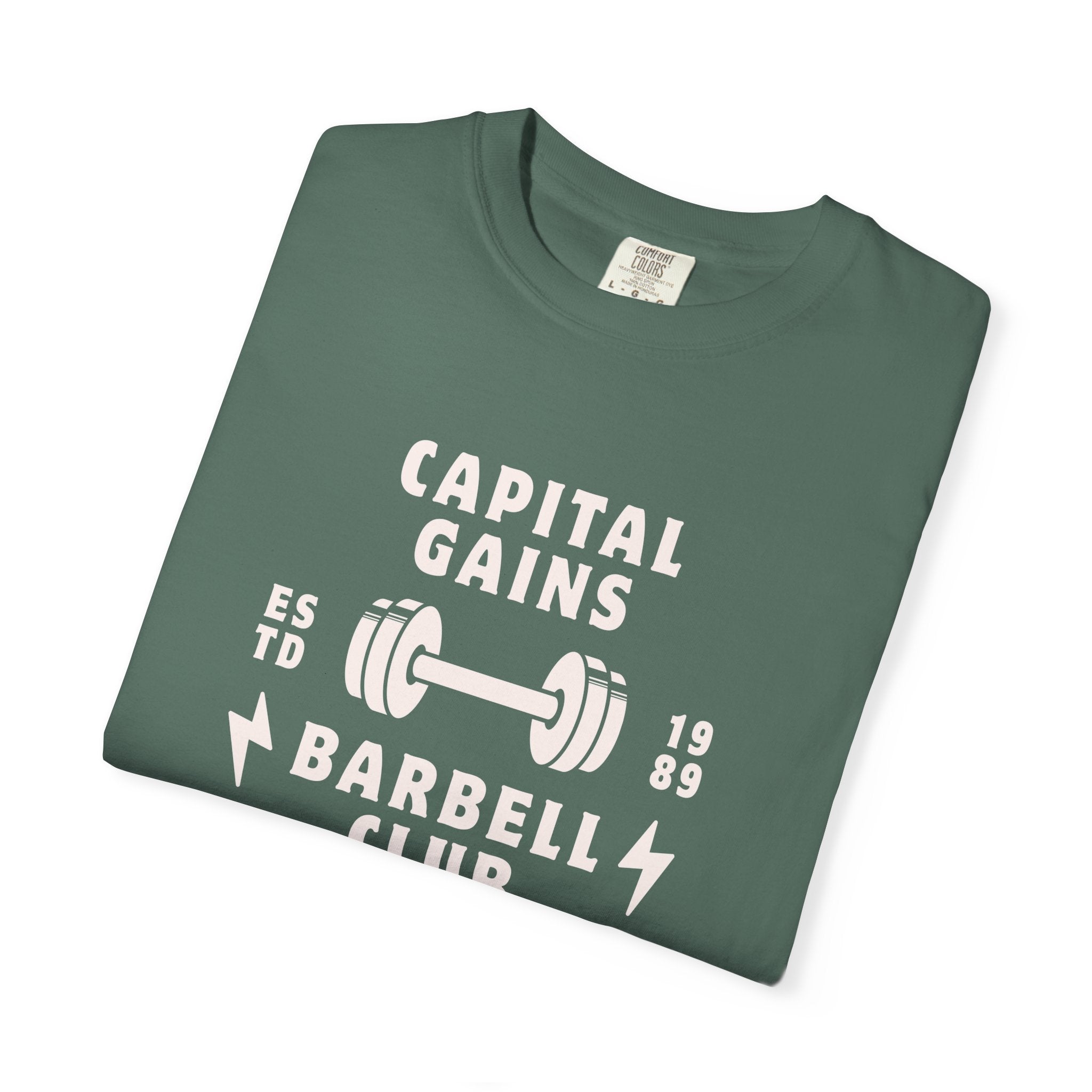 Barbell Club T-Shirt — "Capital Gains" Weightlifting Gym Tee