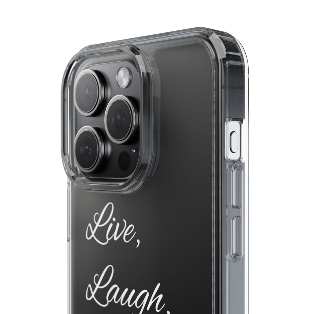 Clear Phone Case — “Live, Laugh, Leverage” Script Clear iPhone Case