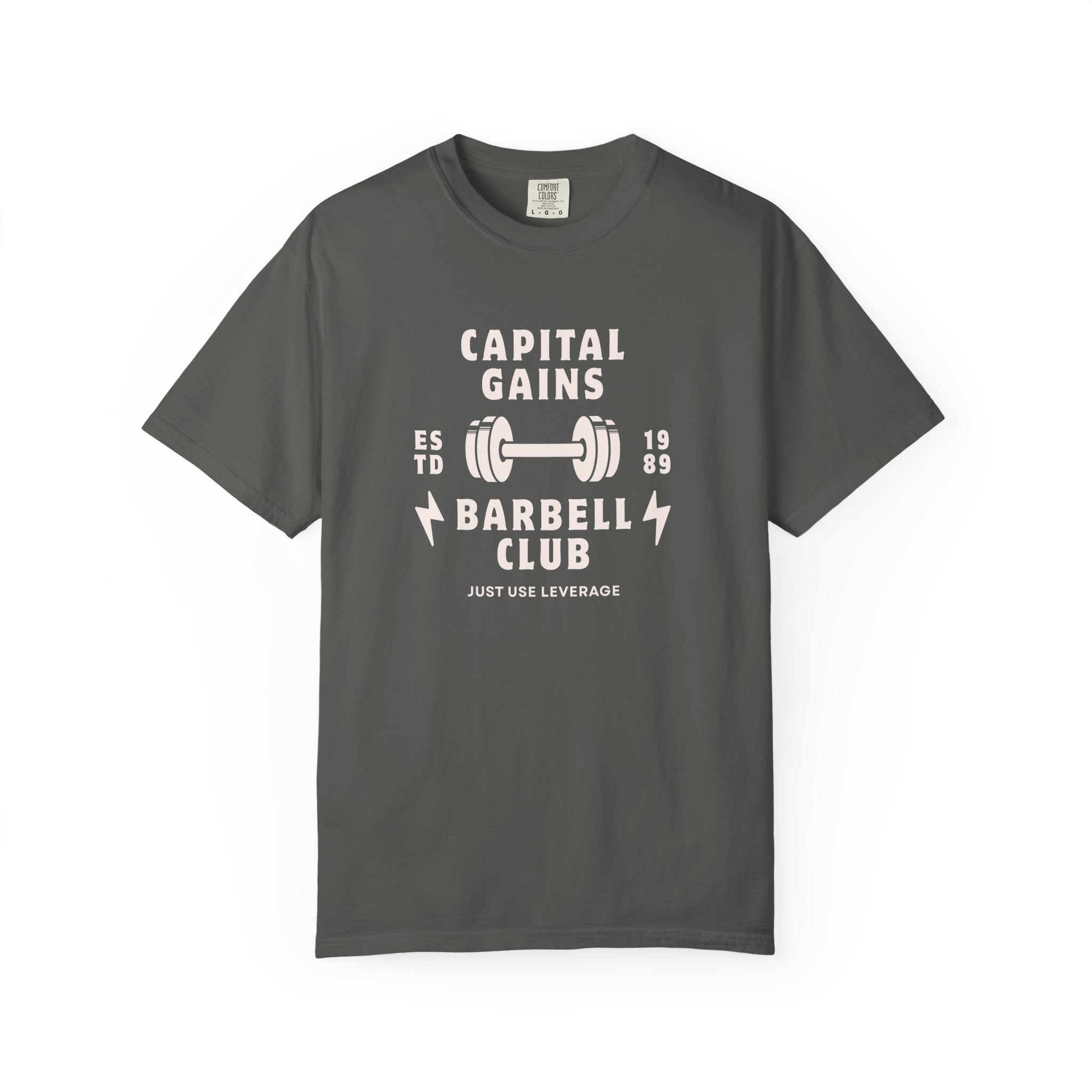 Barbell Club T-Shirt — "Capital Gains" Weightlifting Gym Tee