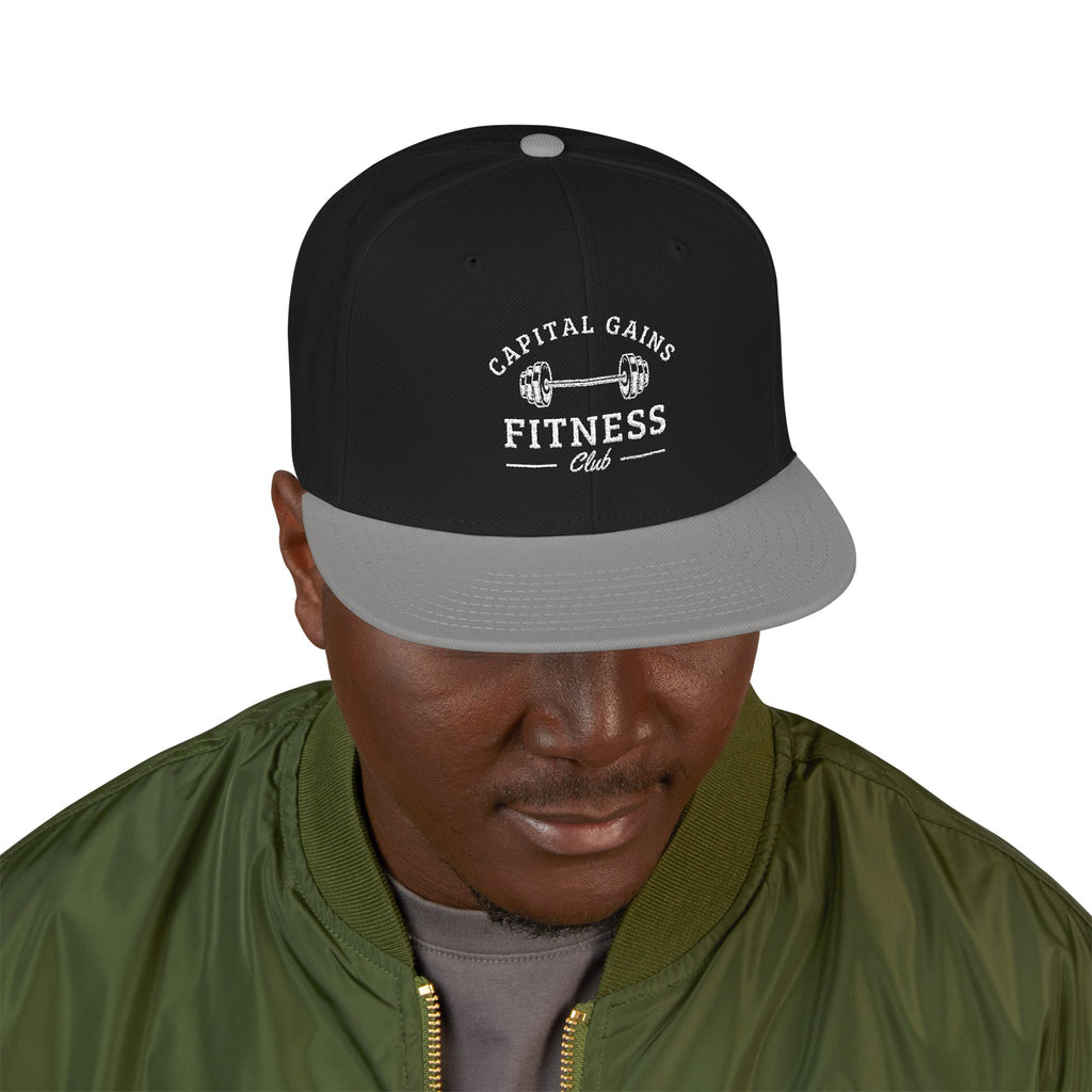 Capital Gains Club — Embroidered Fitness Snapback Hat — Vintage ‘Fitness’ Logo Cap