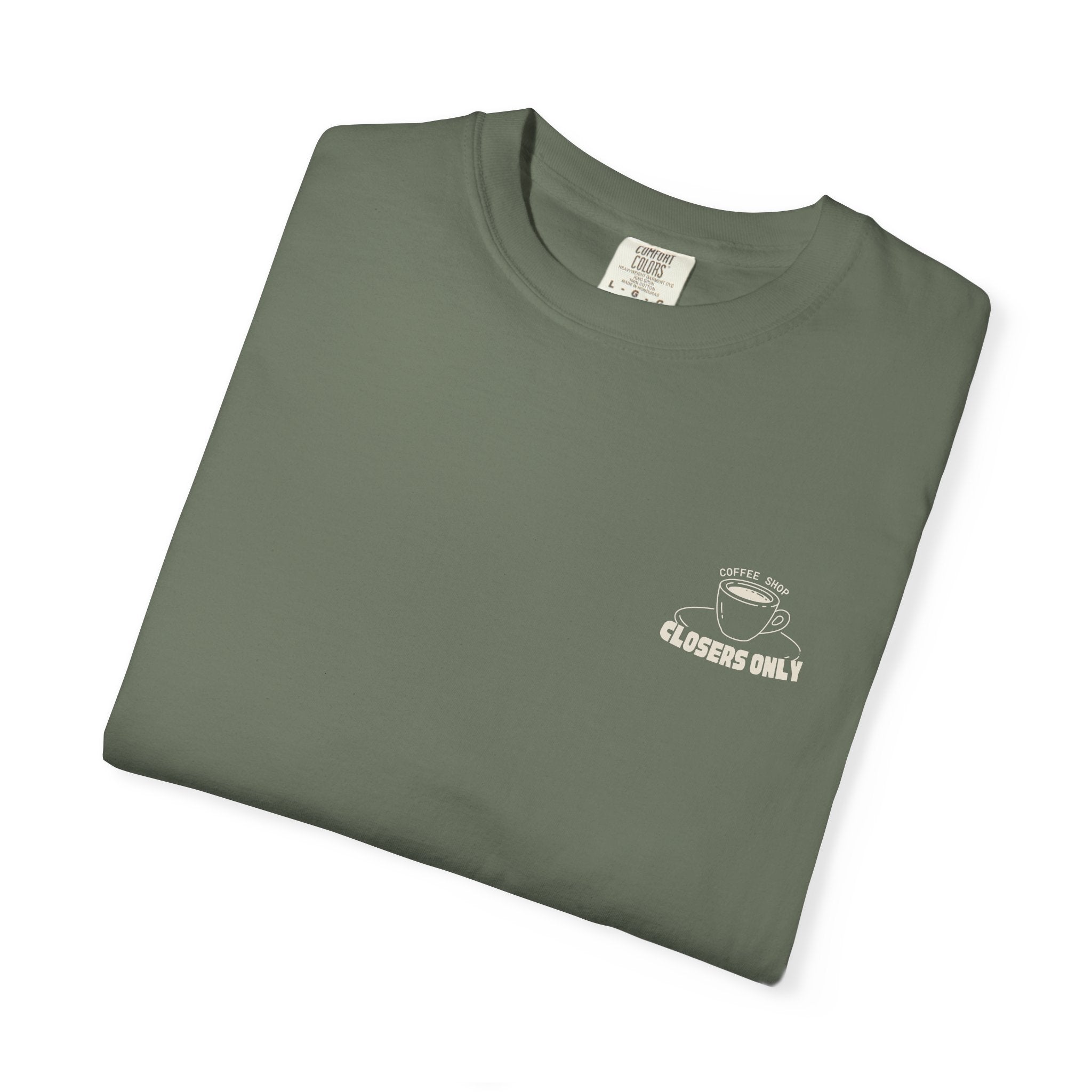 Closers Only Club T-Shirt — Premium Coffee Shop Tee (Back Graphic)