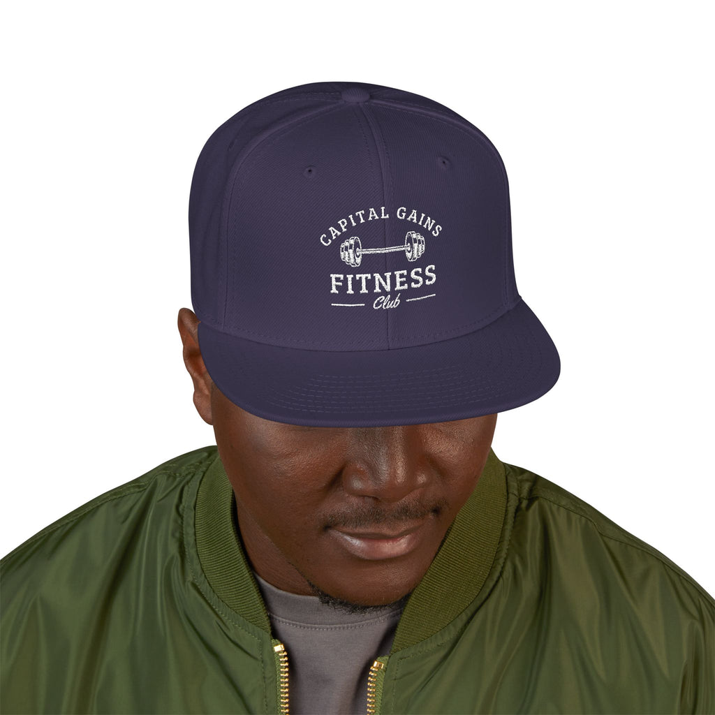 Capital Gains Club — Embroidered Fitness Snapback Hat — Vintage ‘Fitness’ Logo Cap