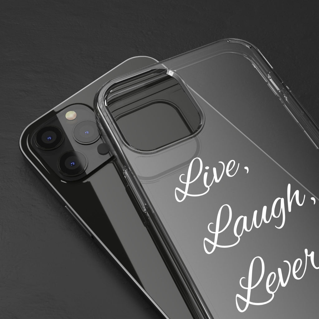 Clear Phone Case — “Live, Laugh, Leverage” Script Clear iPhone Case
