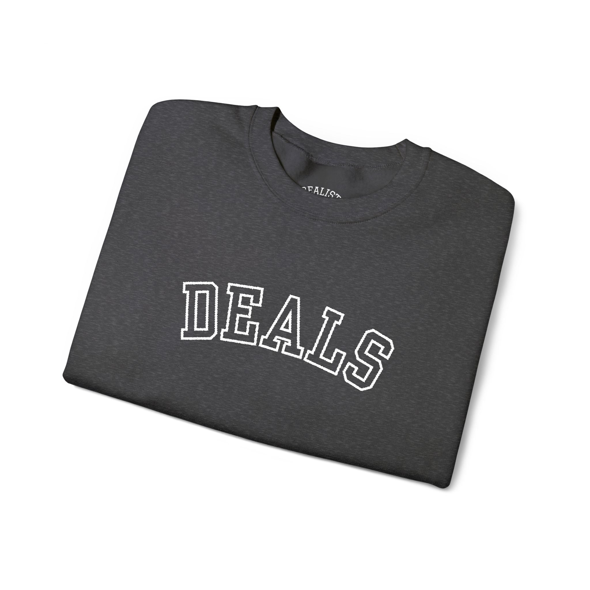 DEALS Crewneck Sweatshirt — Vintage Collegiate Black Pullover