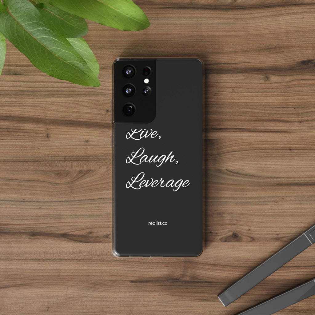 Clear Phone Case — “Live, Laugh, Leverage” Script Clear iPhone Case