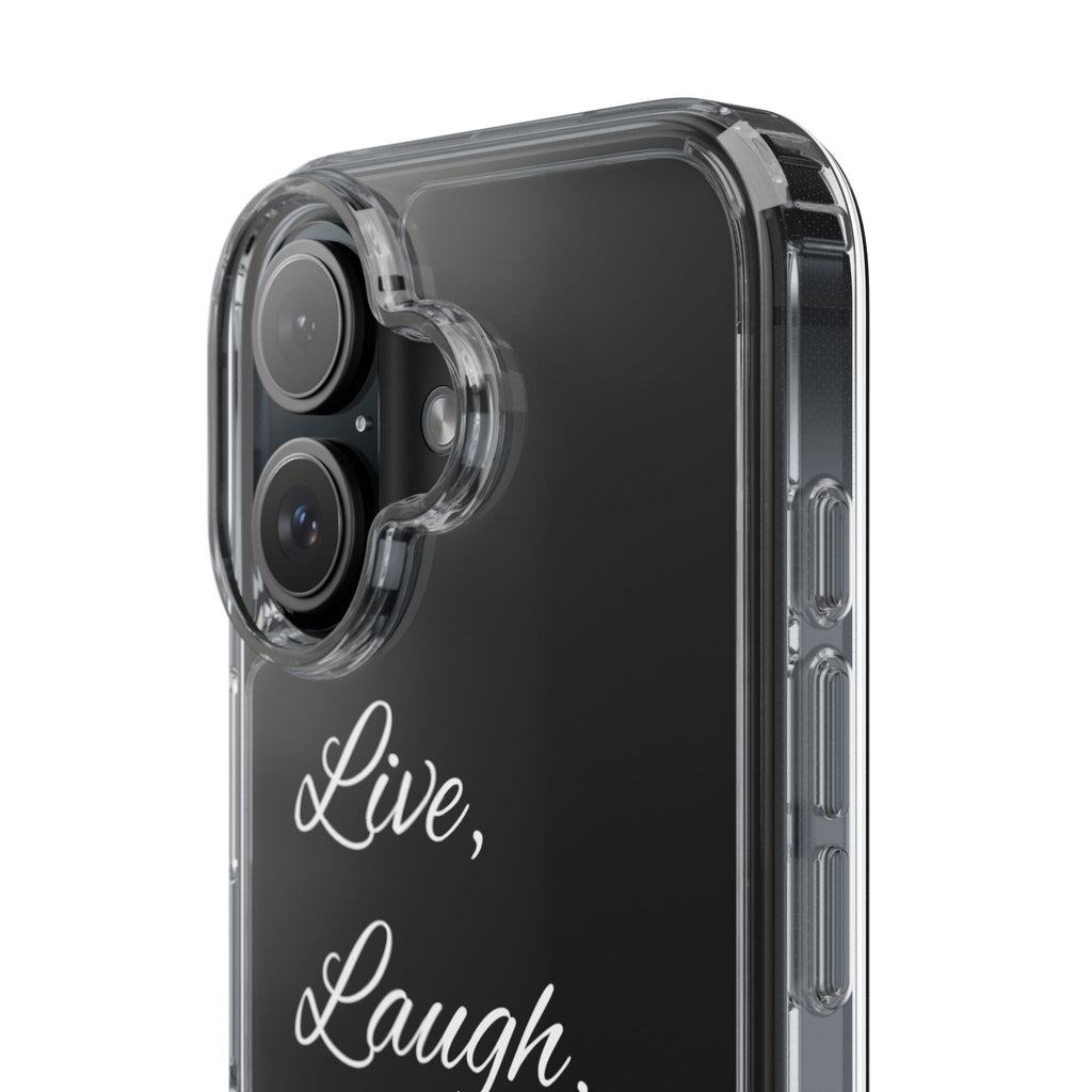 Clear Phone Case — “Live, Laugh, Leverage” Script Clear iPhone Case
