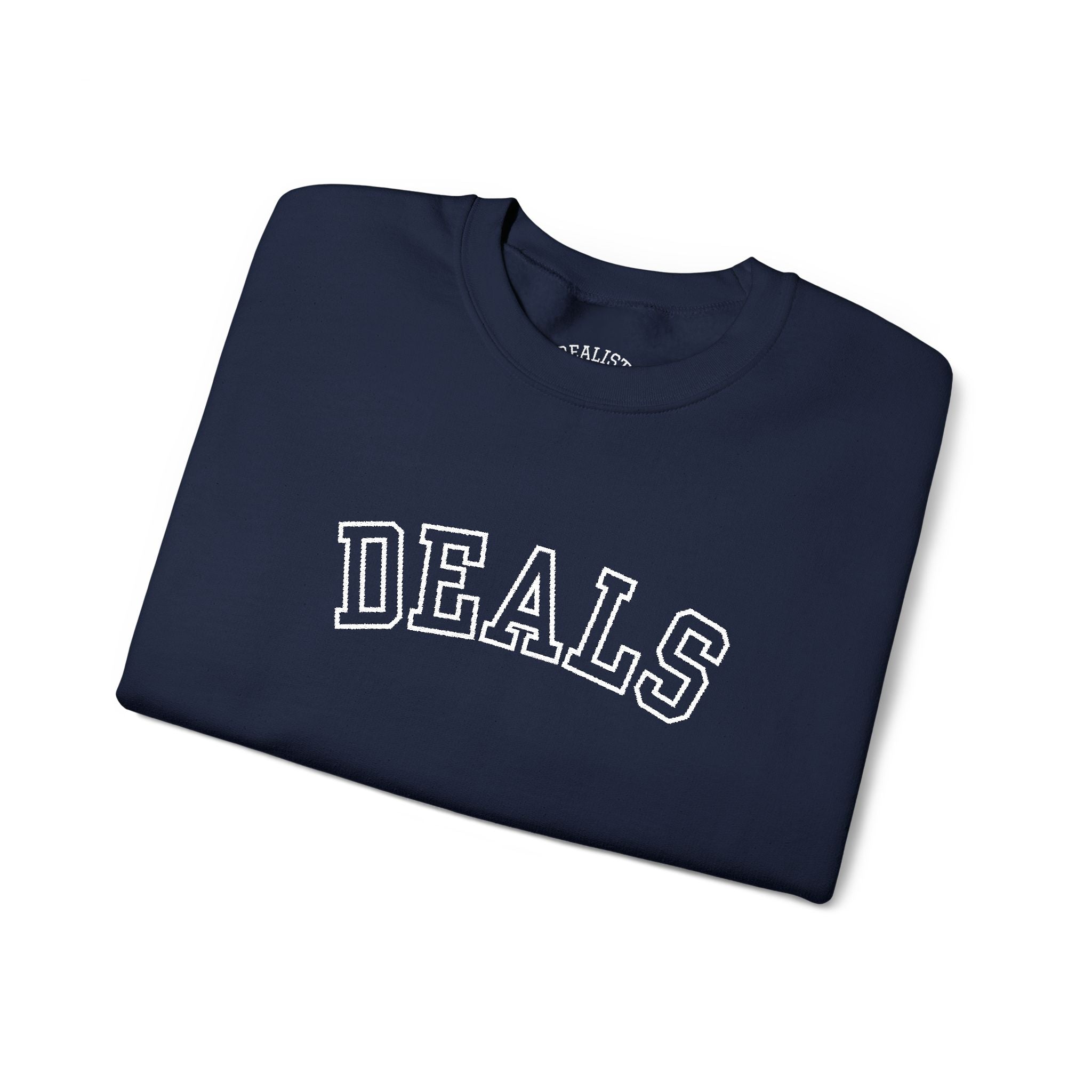 DEALS Crewneck Sweatshirt — Vintage Collegiate Black Pullover