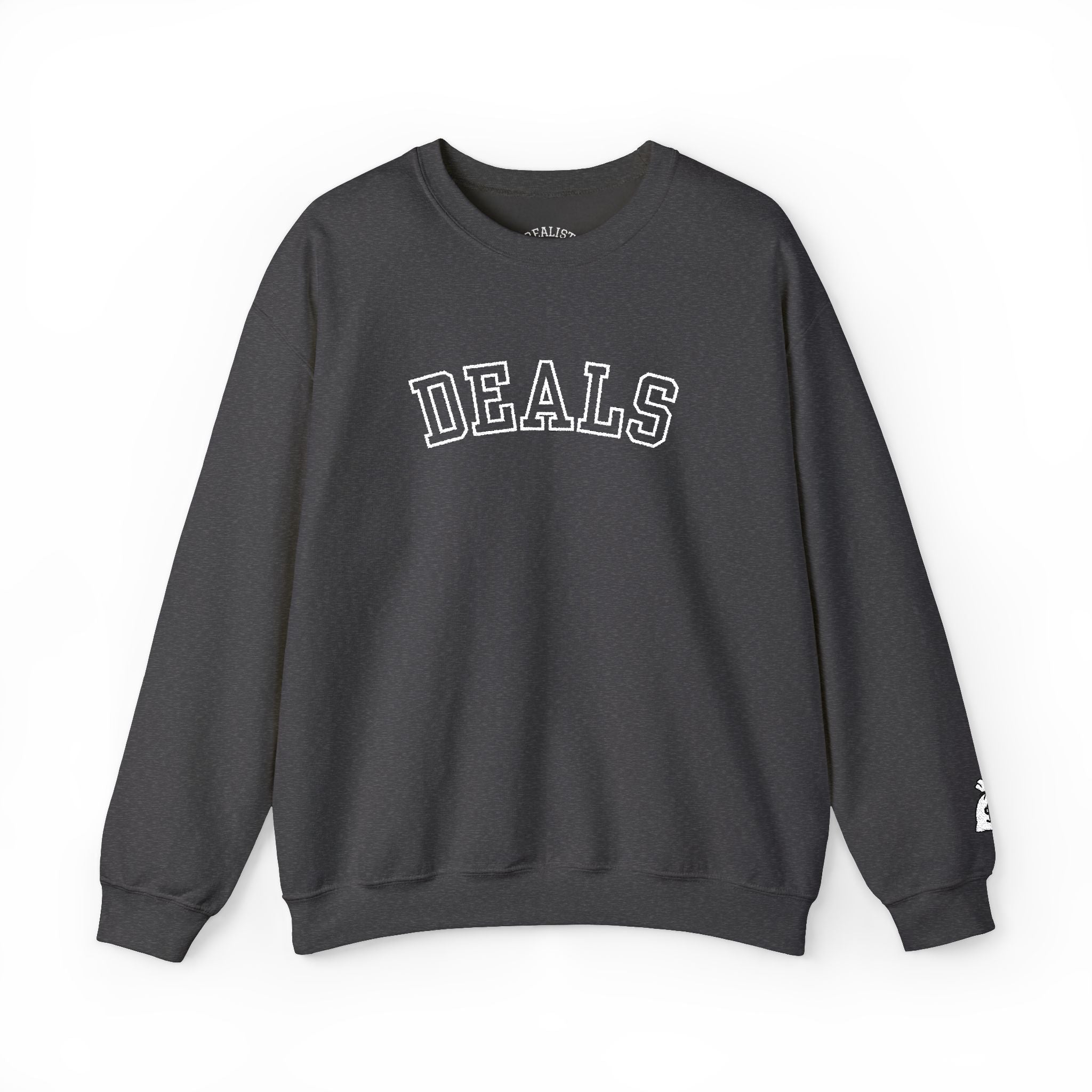 DEALS Crewneck Sweatshirt — Vintage Collegiate Black Pullover