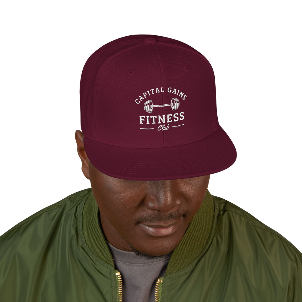 Capital Gains Club — Embroidered Fitness Snapback Hat — Vintage ‘Fitness’ Logo Cap